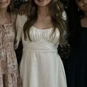 White sleeve dress with crossover waist